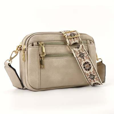 Ladies’ Two-Tone PU Leather Small Square Crossbody Bag
