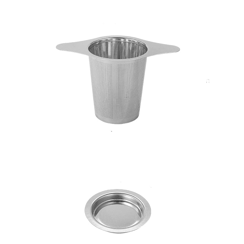 Stainless steel mesh tea infuser with dimensions and weight information on a white background