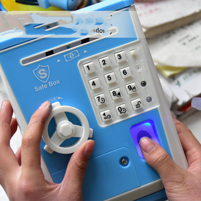 Fingerprint cipher box automatic roll up money bank