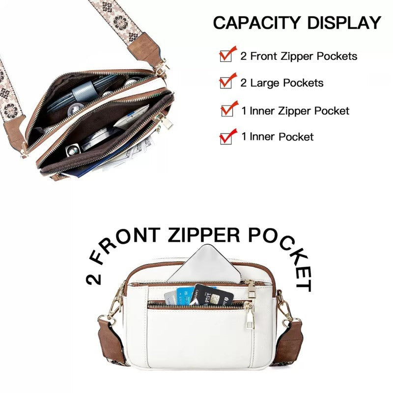 Ladies’ Two-Tone PU Leather Small Square Crossbody Bag