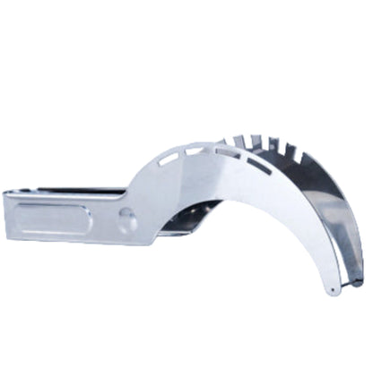 Metallic kitchen tool with '2 pcs' text on a light gray background