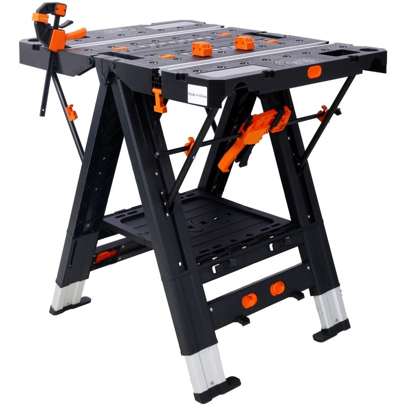 Portable Folding Workbench & Sawhorse – Heavy-Duty 2-in-1 Worktable