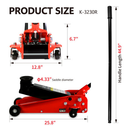 Hydraulic Low Profile Racing Floor Jack – 3 Ton Capacity