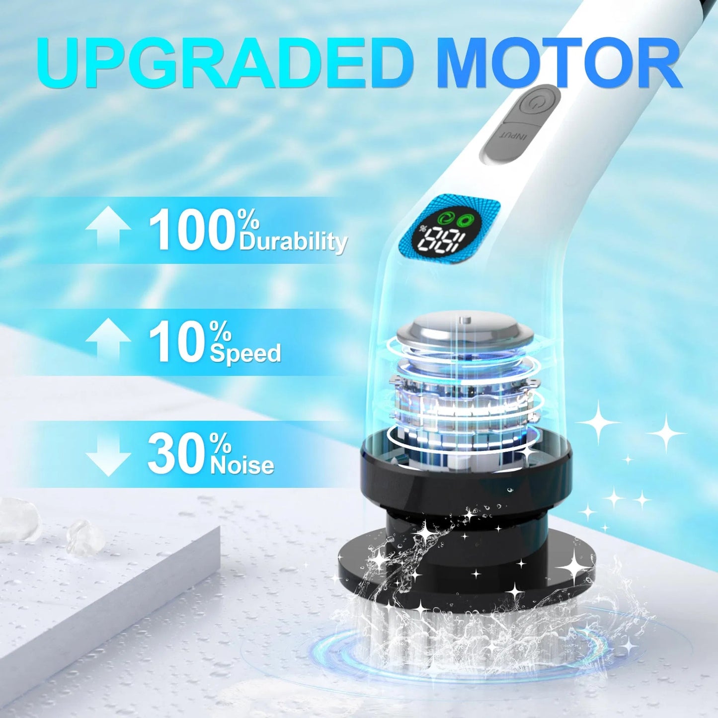 Cordless Electric Spin Scrubber with Long Handle and 7-in-1 Brush Heads