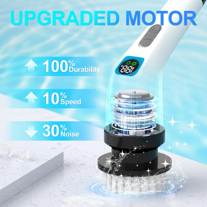 Cordless Electric Spin Scrubber with Long Handle and 7-in-1 Brush Heads