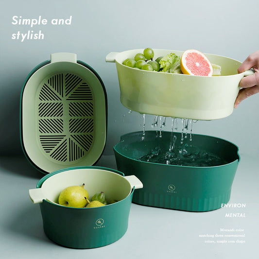 Large Double-Layer Plastic Kitchen Drain Basket