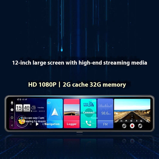 Rearview Mirror Dash Cam with 12 Inch 2.5K Display