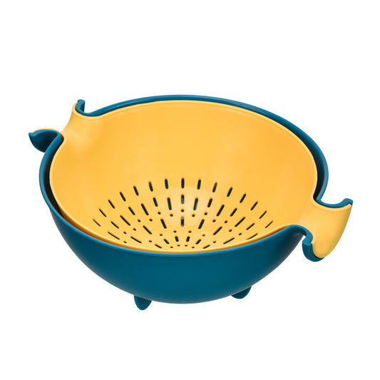 Double-Layer Rotating Fruit and Vegetable Drain Basket