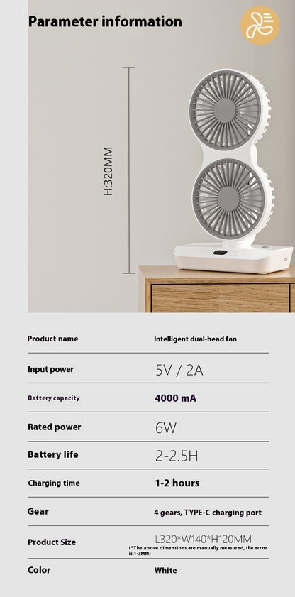 Ondaum Multi-Functional Dual Head Ultra Endurance Small Fan