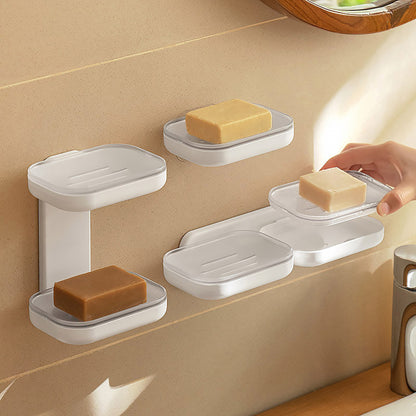 Sucker Wall Mounted Double Layer Drain Rack Toilet Bathroom Soap Shelving