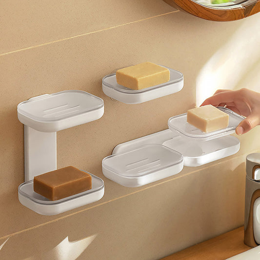 Sucker Wall Mounted Double Layer Drain Rack Toilet Bathroom Soap Shelving