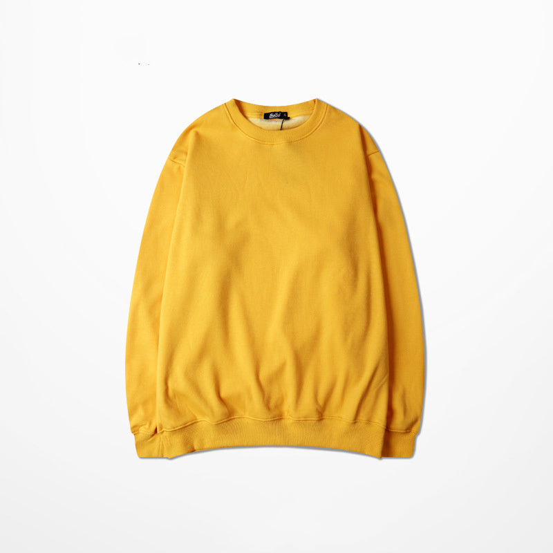 Seasonal Solid Color Plush Pullover Sweater – Loose Fit