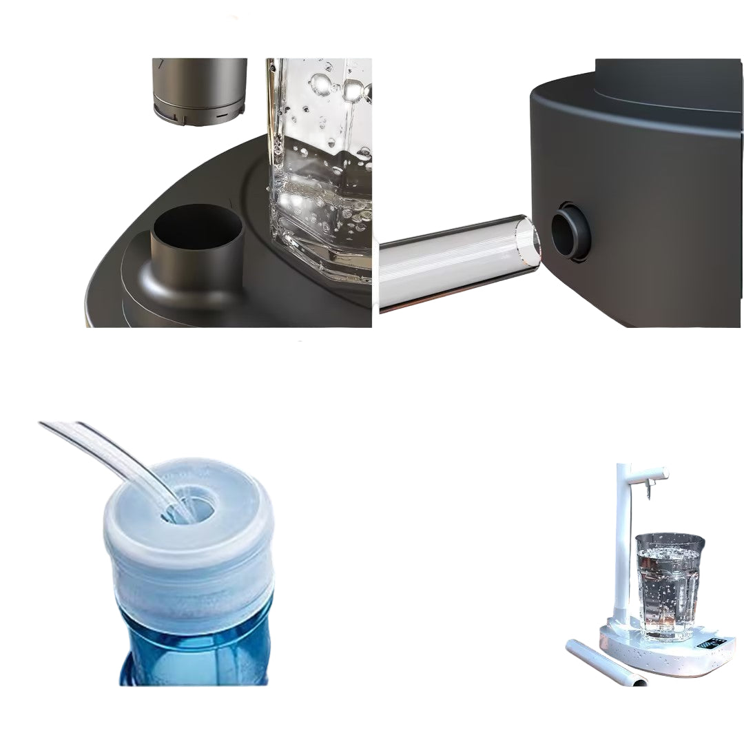 Installation steps for a water dispenser system with text and images.