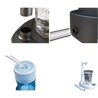 Installation steps for a water dispenser system with text and images.
