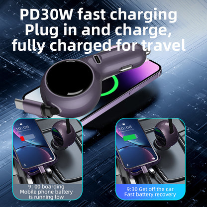 120W Super Fast Car Charger with Retractable Cable