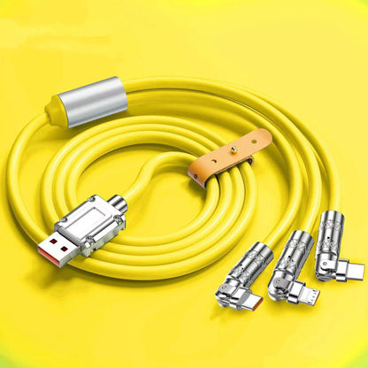 120W One-to-three Elbow Fast Charging Zinc Alloy Charging Cable 180 Degree Rotation