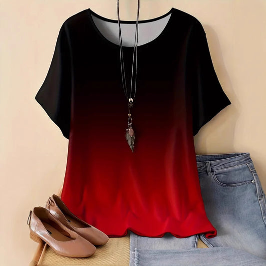 Casual Sports Loose Round Neck Short Sleeve T-Shirt