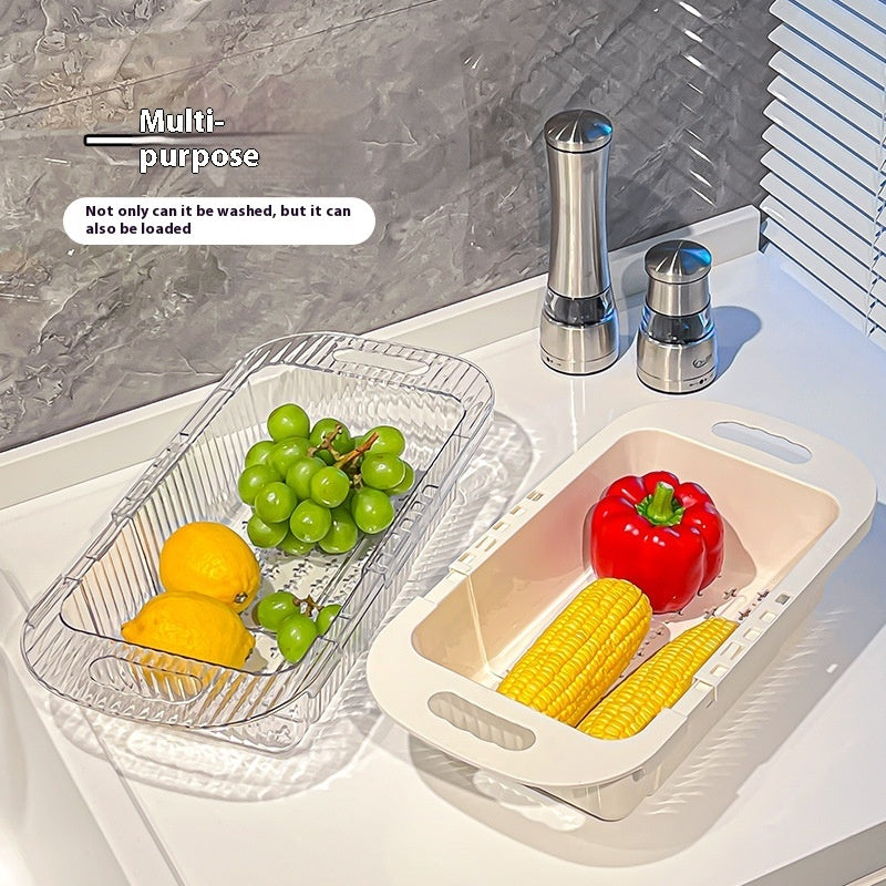 Kitchen Retractable Drain Rack Washing Basin Household