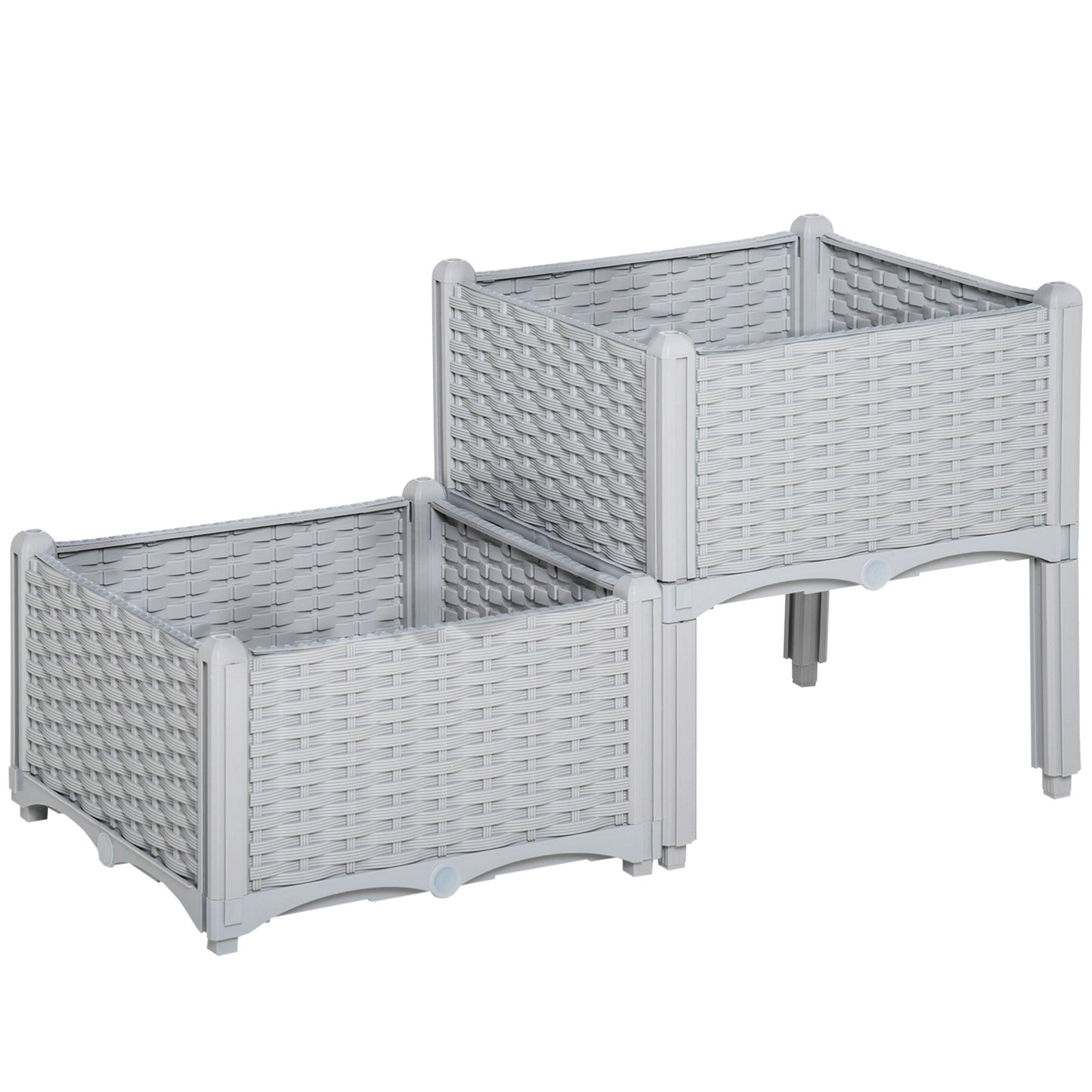 2-Piece Elevated Self-Watering Garden Bed