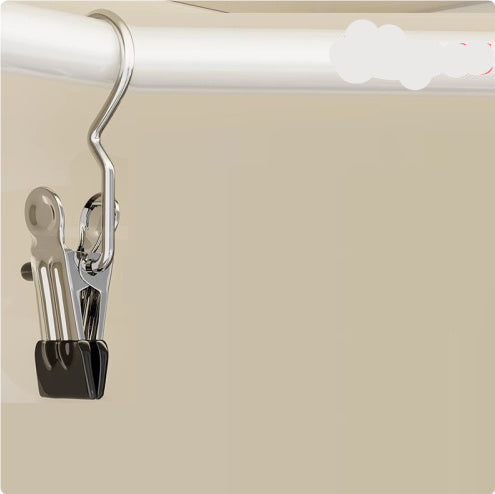 Metal clip with black clip on a beige background, labeled '90pcs'.