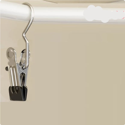 Metal clip with black clip on a beige background, labeled '90pcs'.