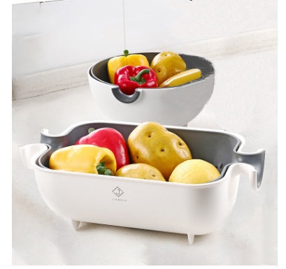 Double Drain Basket Bowl for Kitchen Washing & Straining
