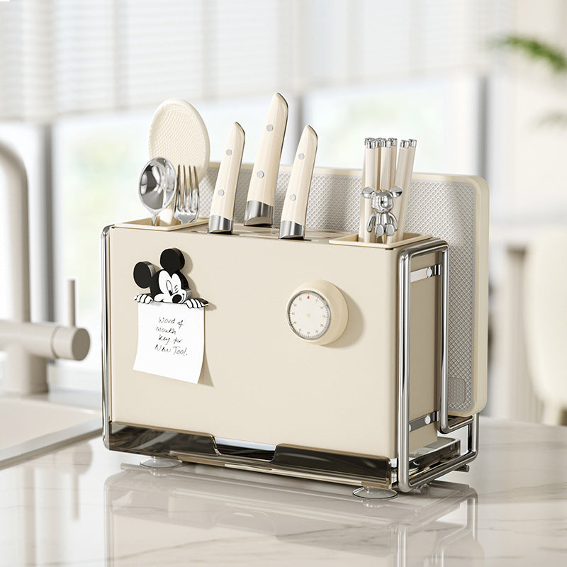 Magnetic Knife Holder Cutting Board Integrated Storage Rack