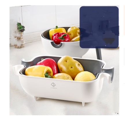 Double Drain Basket Bowl for Kitchen Washing & Straining