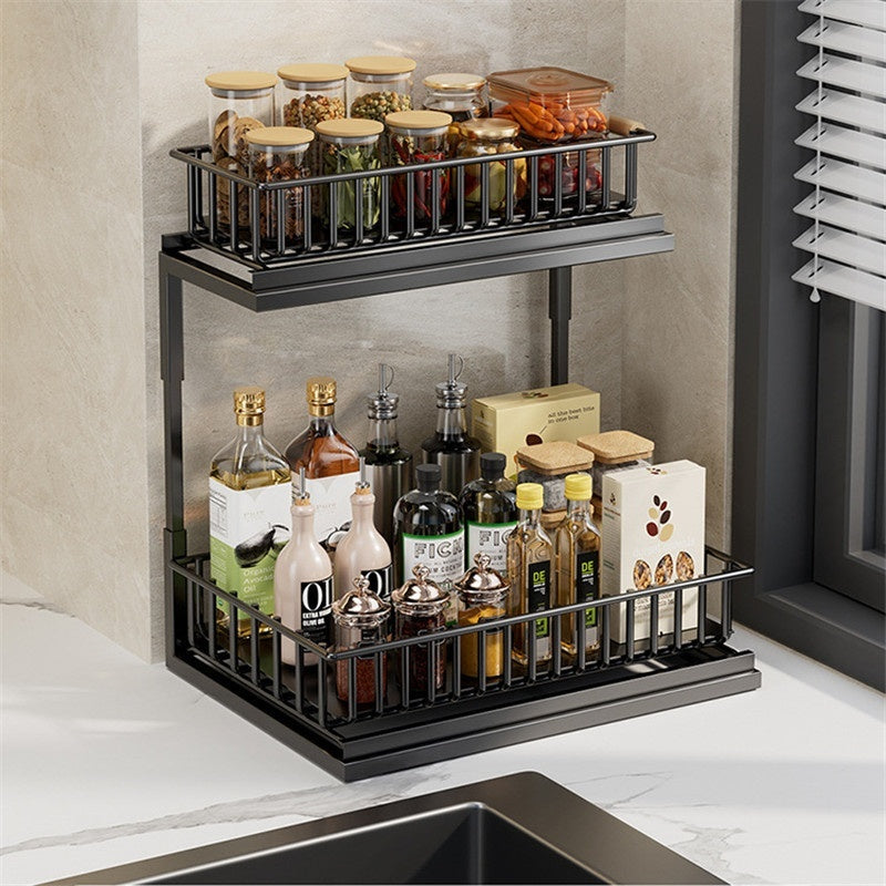 Kitchen Multi-functional Seasoning Rack Pull-out Basket