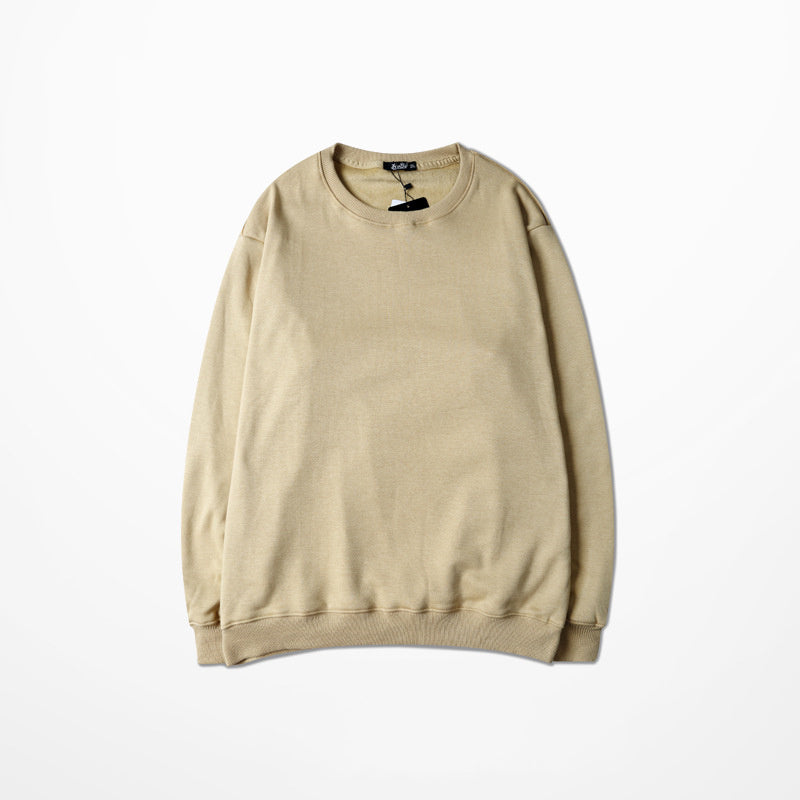 Seasonal Solid Color Plush Pullover Sweater – Loose Fit