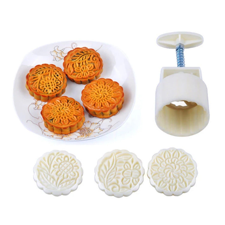 Hand Pressed Round Mooncake Mung Bean Cake Mold Set