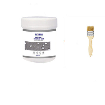 Jars of invisible waterproof agent with a brush on a white background
