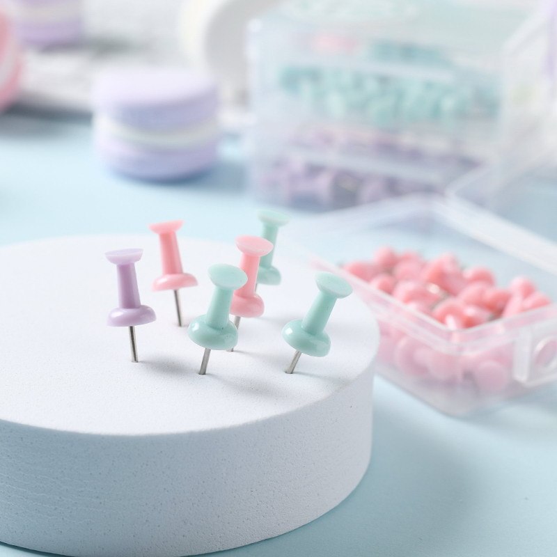 Macaron Color Plastic Push Pins – Small and Large Sizes