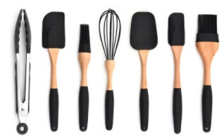 Silicone and Wooden Handle Kitchen Utensil Set