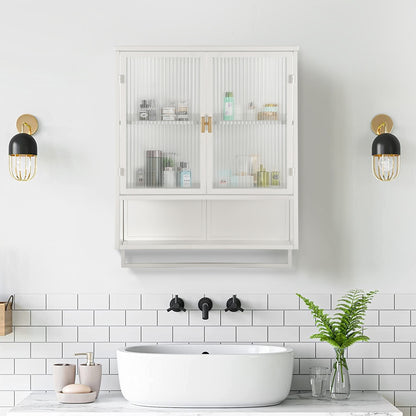 Modern Two-Door Wall Cabinet with Glass Doors and Open Shelf – Stylish & Functional
