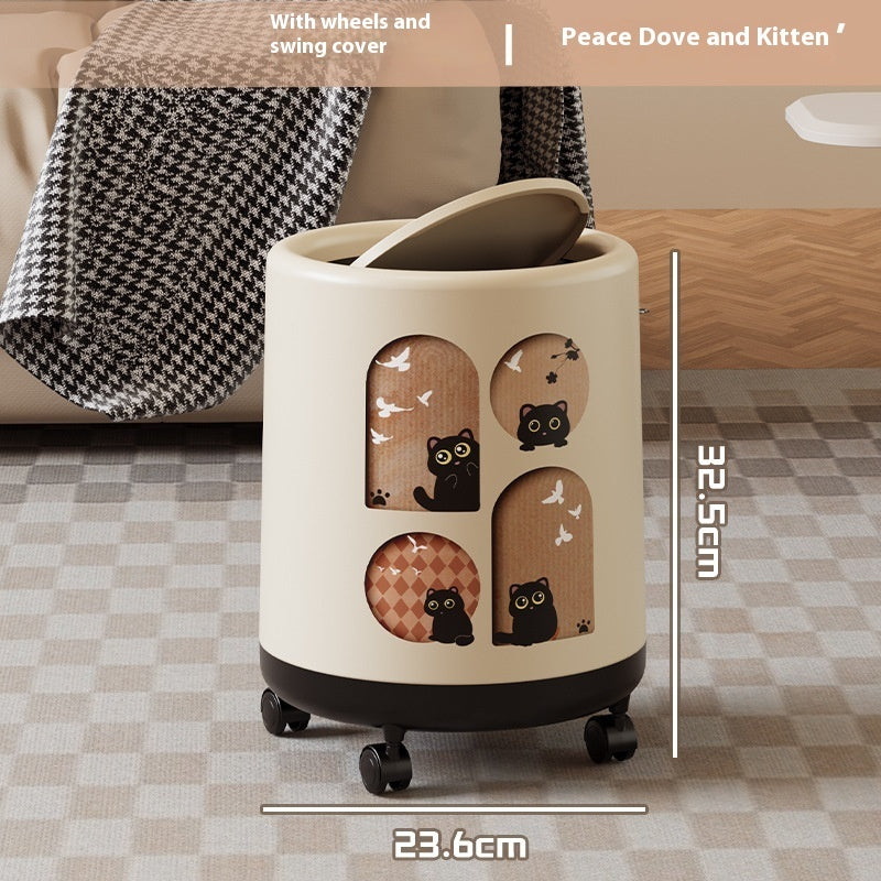 Portable Household Trash Can With Lid