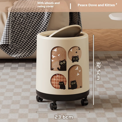 Portable Household Trash Can With Lid