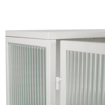Modern Two-Door Wall Cabinet with Glass Doors and Open Shelf – Stylish & Functional