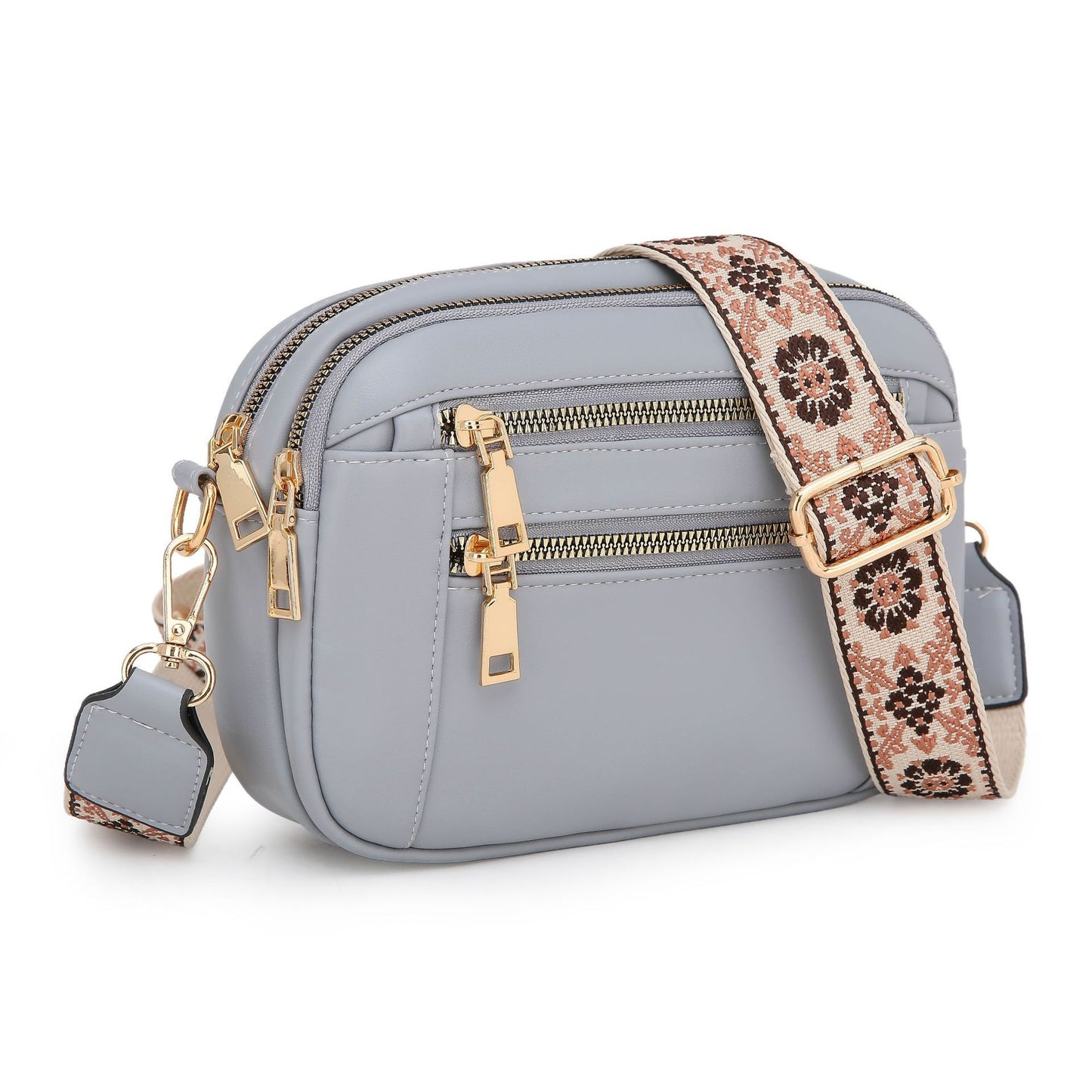 Ladies’ Two-Tone PU Leather Small Square Crossbody Bag
