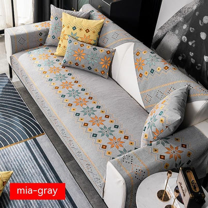 Bohemian Chenille Sofa Cover – Non-Slip Four Seasons Protection
