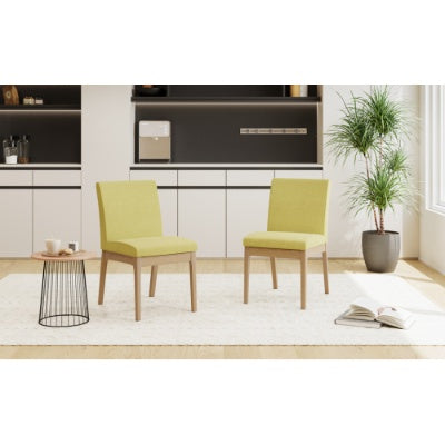 Green Fabric Dining Chair Set with Contemporary Design