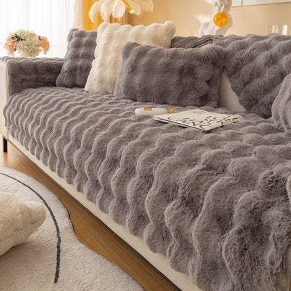 Ondaum Winter Thickened Rabbit Plush Sofa Cushion