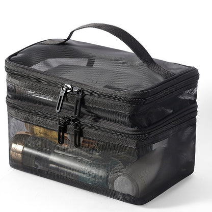 2pcs Double Layer Mesh Travel Cosmetic Storage Bags