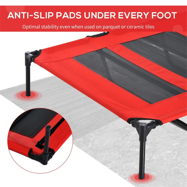 Elevated XXL Pet Bed with Durable Steel Frame – Red