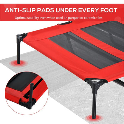 Elevated XXL Pet Bed with Durable Steel Frame – Red