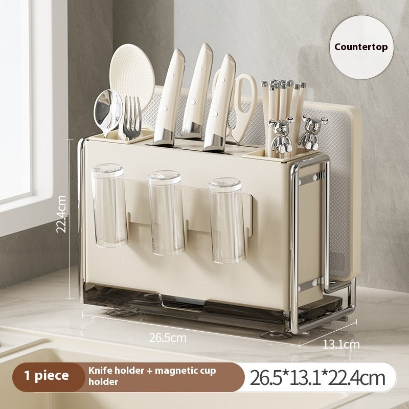 Magnetic Knife Holder Cutting Board Integrated Storage Rack