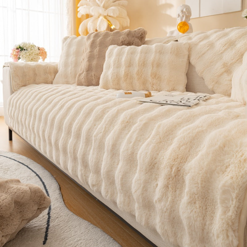Ondaum Winter Thickened Rabbit Plush Sofa Cushion