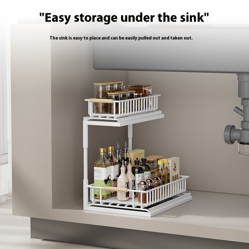 Kitchen Multi-functional Seasoning Rack Pull-out Basket