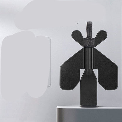 Black lock mechanism with features listed on a gray background