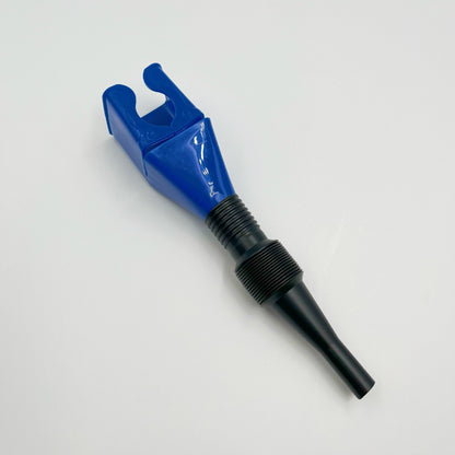 Blue and black tool on a light gray background